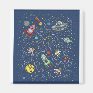 Cat Space Astronaut Rocket Maze Puzzle Mystery Magneet