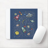 Cat Space Astronaut Rocket Maze Puzzle Mystery Muismat (Met muis)