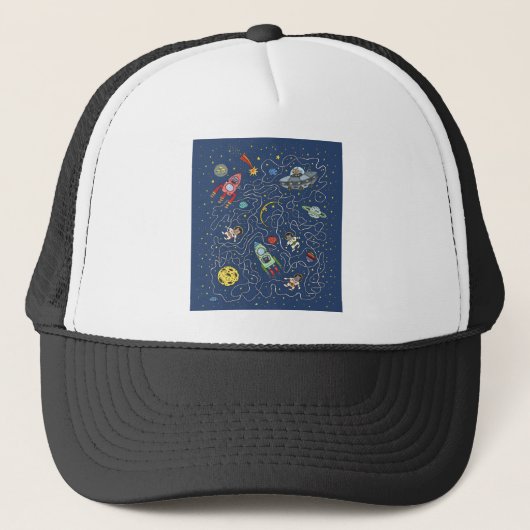 Cat Space Astronaut Rocket Maze Puzzle Mystery Trucker Pet (Voorkant)