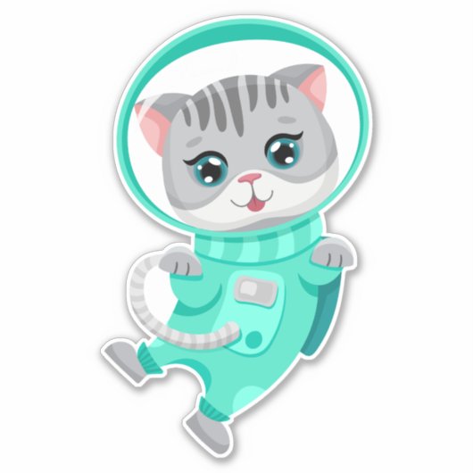 Cat Space Astronaut Sticker (Voorkant)