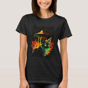 Cat Space Scifi Elektrische UFO Alien Science Fict T-shirt
