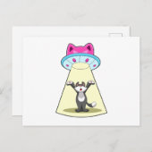 Cat Spaceship Briefkaart (Voorkant / Achterkant)