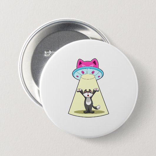Cat Spaceship Ronde Button 7,6 Cm (Voorkant /achterkant)