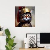 Cat Spartan Soldier Poster (Thuiskantoor)