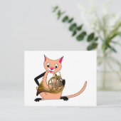 Cat Speel de Franse hoorn Briefkaart (Staand voorkant)