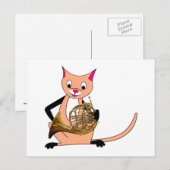 Cat Speel de Franse hoorn Briefkaart (Voorkant / Achterkant)