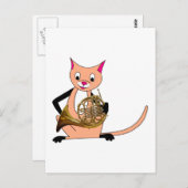 Cat Speel de Franse hoorn Briefkaart (Voorkant / Achterkant)