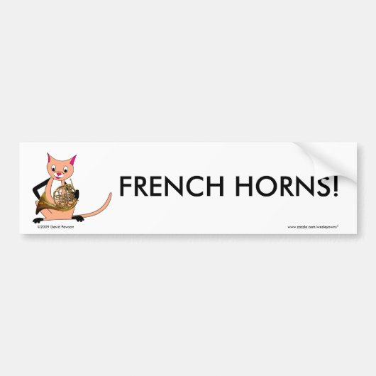 Cat Speel de Franse hoorn Bumpersticker (Voorkant)