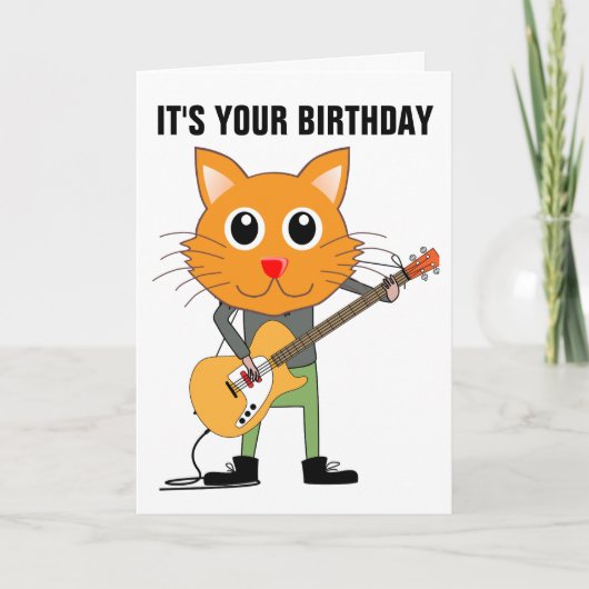 CAT-SPEELKARTEN VOOR GUITAR BIRTHDAY KAART (Voorkant)