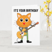 CAT-SPEELKARTEN VOOR GUITAR BIRTHDAY KAART (Gele Bloem)