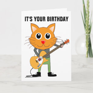 CAT-SPEELKARTEN VOOR GUITAR BIRTHDAY KAART