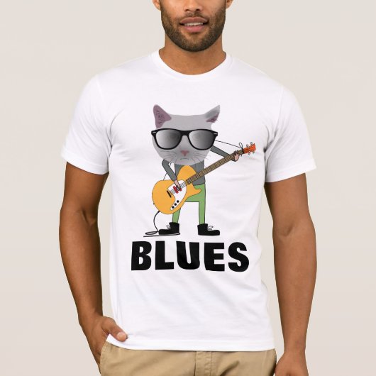 CAT SPEELT BLUESGITAAR T-Shirts (Voorkant)