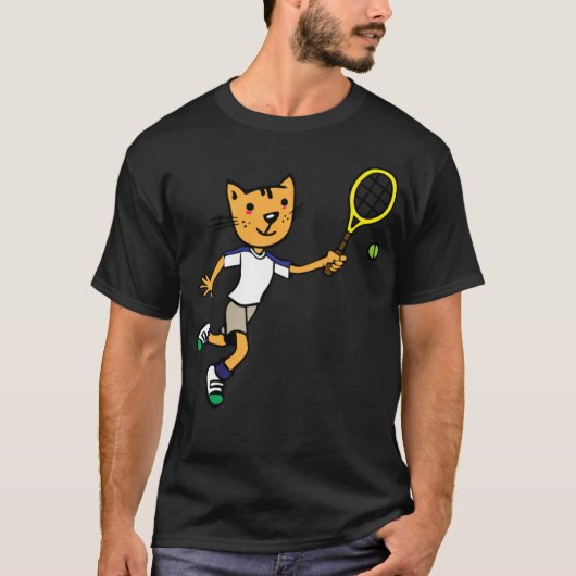 Cat speelt tennis badminton grappig badminton shir t-shirt (Voorkant)