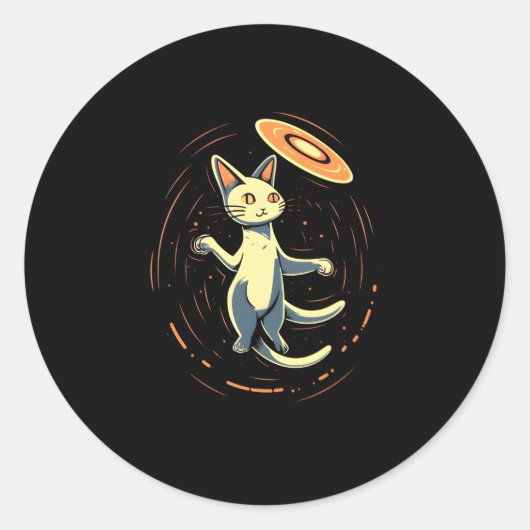 Cat Spelen Frisbee Disc Golf Speler DiscGolfer Di Ronde Sticker (Voorkant)