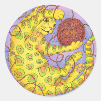 CAT-spelen met garen Ronde Sticker