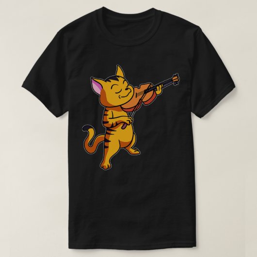Cat Spelen String Viool Grappig Violinist Kat Mu T-shirt (Design voorkant)