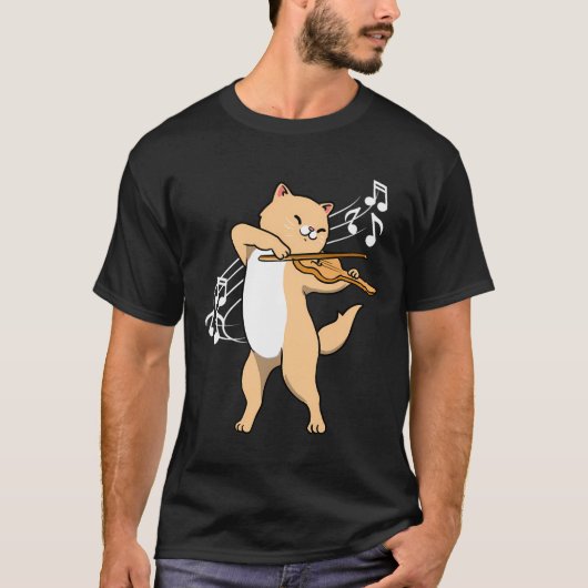 Cat Spelen Violin Violinist Gift T-shirt (Voorkant)