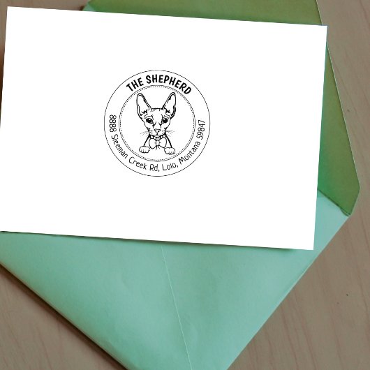 Cat Sphinx familie retouradres Rubberstempel