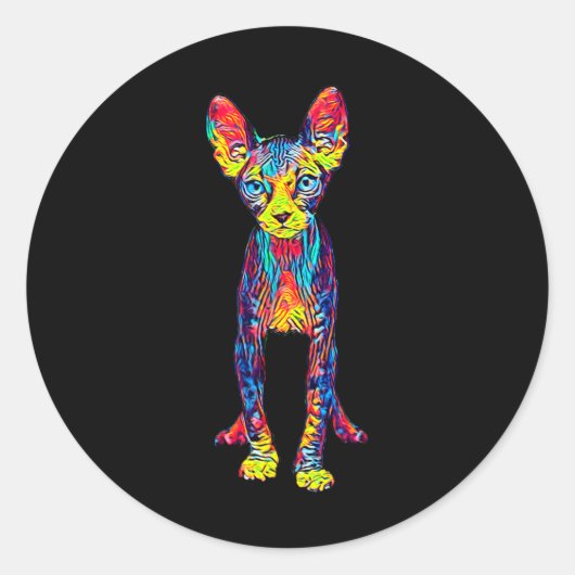Cat Sphynx Grappige Kat Liefhebber Cadeaus voor Ma Ronde Sticker (Voorkant)