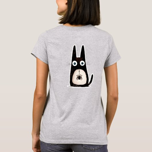 cat + spider + Halloween, personalized T-shirt (Achterkant)