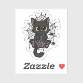 Cat & Spider Web Sticker