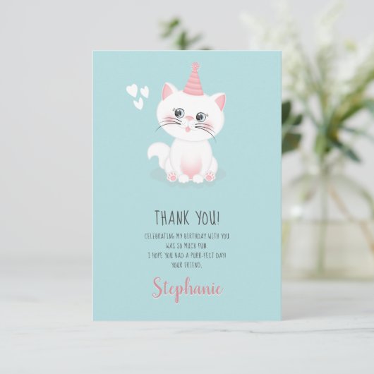 Cat Spint de dag van geboorte. Dank je wel Kaart (Staand voorkant)