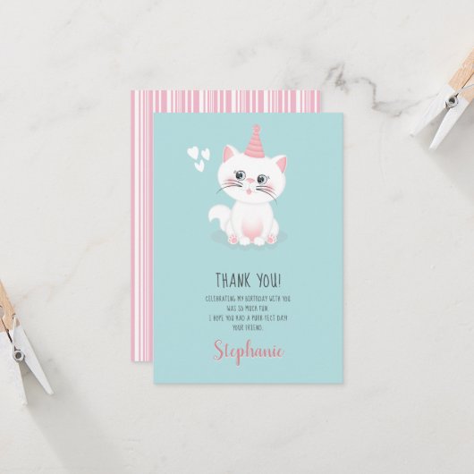 Cat Spint de dag van geboorte. Dank je wel Kaart (Voorkant / Achterkant in situ)