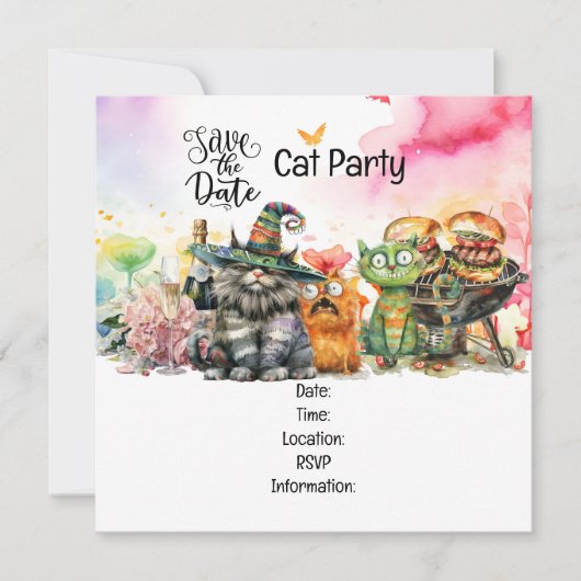 Cat Spint-perfect eigenzinnig kattenfeest Save The Date (Voorkant)