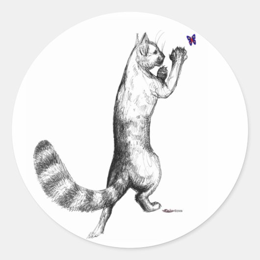 Cat Springings Ronde Sticker (Voorkant)