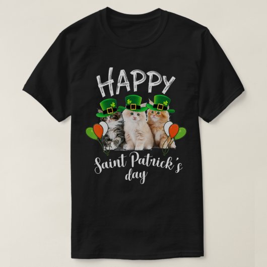 Cat St Patricks Day Kat Kitten Sunglazen Shamro T-shirt (Design voorkant)