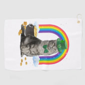 Cat St Patricks Day Leprechaun Costume Shamrock Gi Golfhanddoek (Horizontaal)