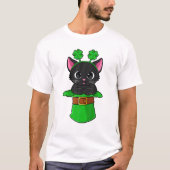 Cat St Patricks Day Leprechaun Shamrock Kitten Gir T-shirt (Voorkant)
