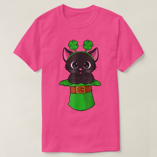 Cat St Patricks Day Leprechaun Shamrock Kitten Gir T-shirt (Design voorkant)