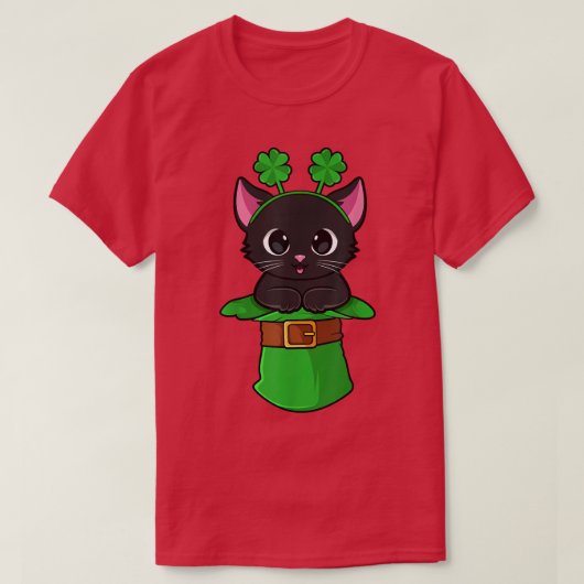 Cat St Patricks Day Leprechaun Shamrock Kitten Gir T-shirt (Design voorkant)