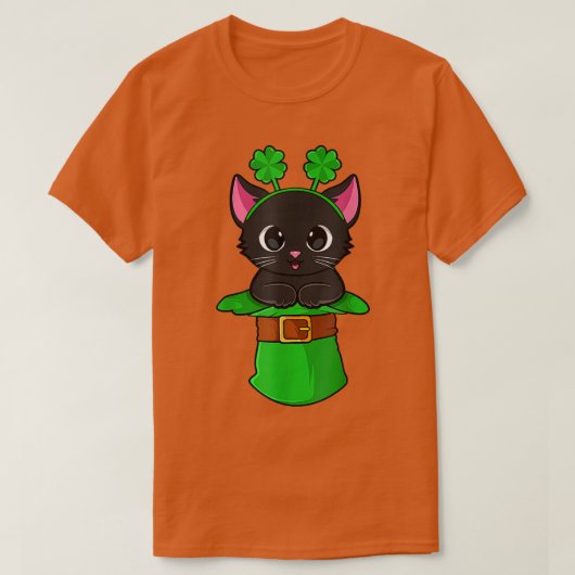 Cat St Patricks Day Leprechaun Shamrock Kitten Gir T-shirt (Design voorkant)