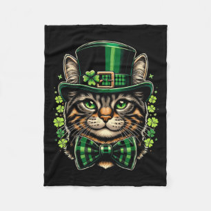 Cat St Patricks Day Mannen Vrouwen Kinder Happy St Fleece Deken