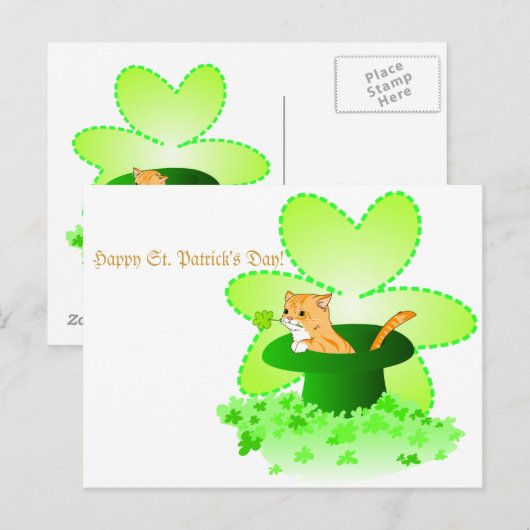 Cat St. Patrick's Day Postcard Briefkaart (Voorkant / Achterkant)