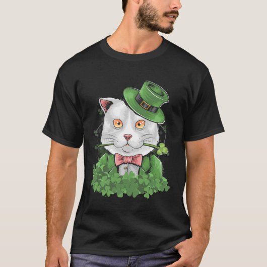 Cat St Patrick's Day Shamrock Ierse Leprechaun Kit T-shirt (Voorkant)