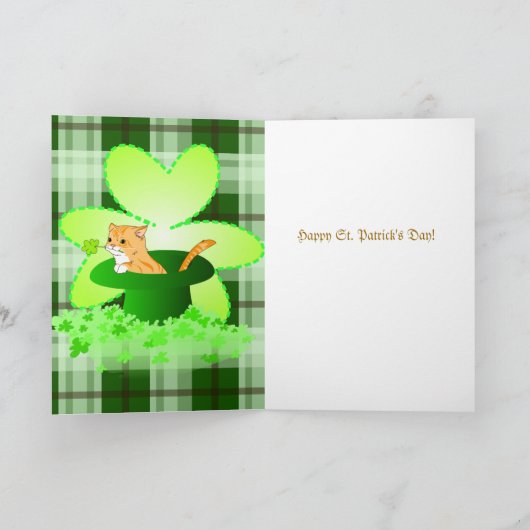 Cat St. Patrick's Day Wenskaart Kaart (Binnen)