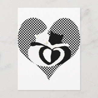 CAT-staarten - zwarte witte liefde Briefkaart