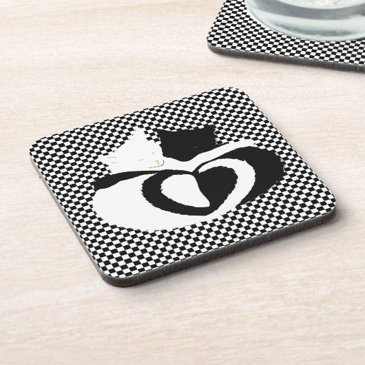 CAT-staarten - zwarte witte liefde Drankjes Onderzetter (Linkerzijde)