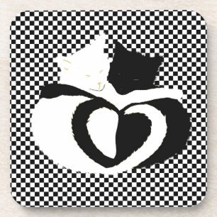 CAT-staarten - zwarte witte liefde Drankjes Onderzetter