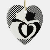 CAT-staarten - zwarte witte liefde Keramisch Ornament (Rechts)