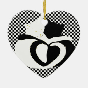 CAT-staarten - zwarte witte liefde Keramisch Ornament