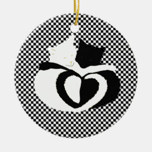 CAT-staarten - zwarte witte liefde Keramisch Ornament