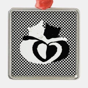 CAT-staarten - zwarte witte liefde Metalen Ornament