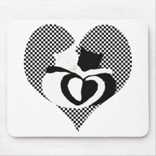 CAT-staarten - zwarte witte liefde Muismat