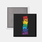 Cat Stack Rainbow Gay Pride Cute Lgbt Animal Pet L Magneet (Voorkant / Achterkant)