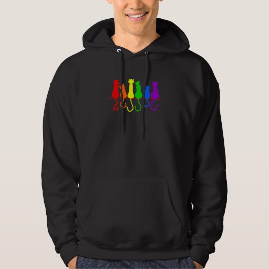 Cat Stack Rainbow Gay Pride  LGB Animal Pet Hoodie (Voorkant)