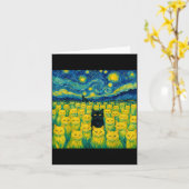 Cat Starry Night Van Gogh Cat For Cat Lover  Kaart (Gele Bloem)